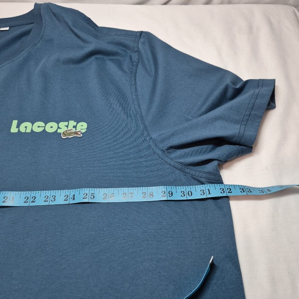Lacoste Men's Crew Neck Cotton T-shirt Size 4XLB Logo Print Blue (31) - Picture 4 of 11
